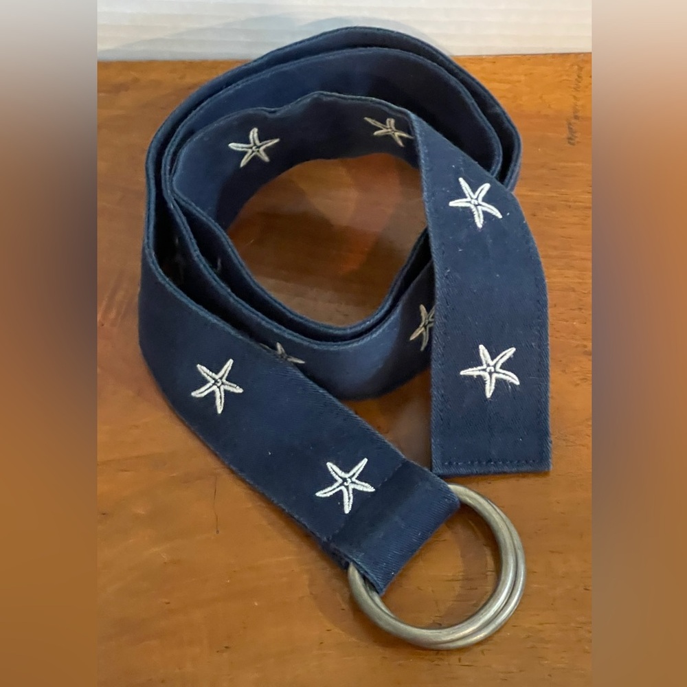 J Crew Canvas Navy Blue Starfish Belt